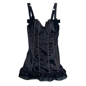 La Senza Satin Bow Bustier Corset Top Black Y2K Retro – Small